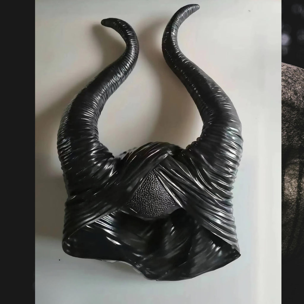 Evil Queen Headpiece, Dark Fairy Cosplay Mask, Halloween Horns Villain Costume