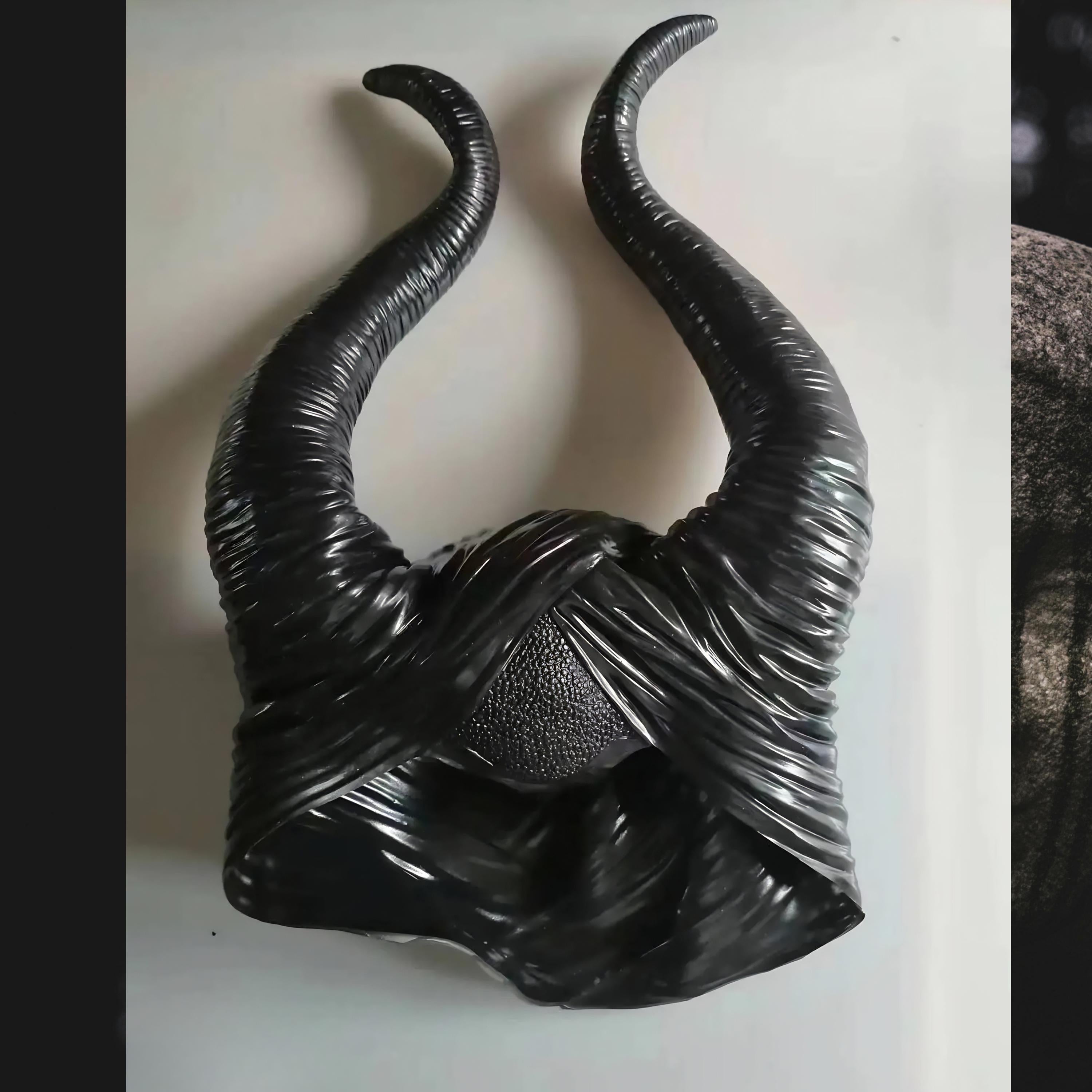Evil Queen Headpiece, Dark Fairy Cosplay Mask, Halloween Horns Villain Costume