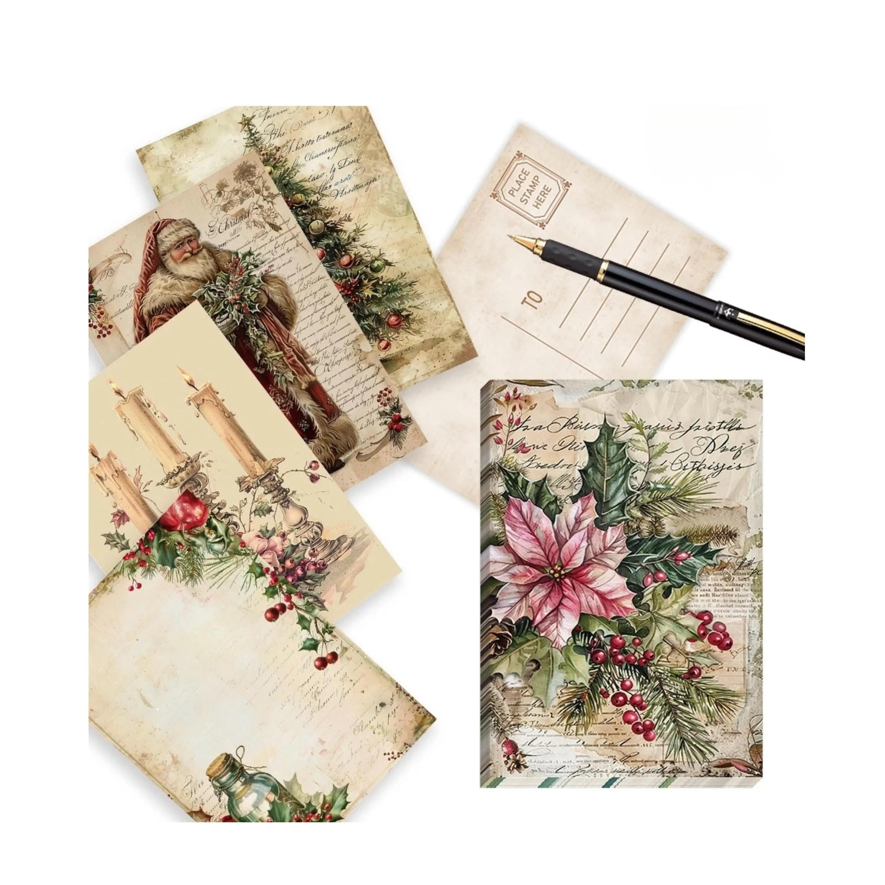 32-Pack Vintage Christmas Postcards: Retro Holiday Card Set