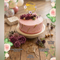12-Piece Mauve Rose Flower Cake Topper Set, Dusty Pink Floral Birthday Decorations