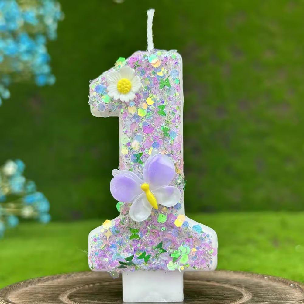 Purple Butterfly Birthday Cake Candle | DIY Party Decoration