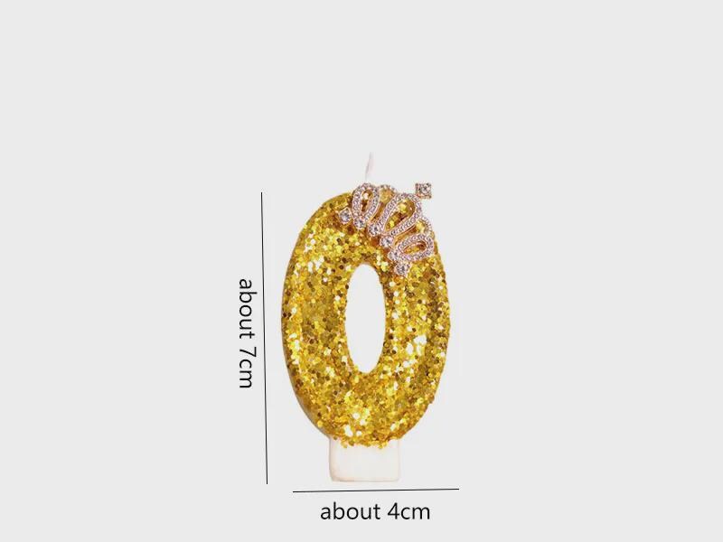 Gold Glitter Number Candle | Royal Crown Cake Topper for 50th Birthday
