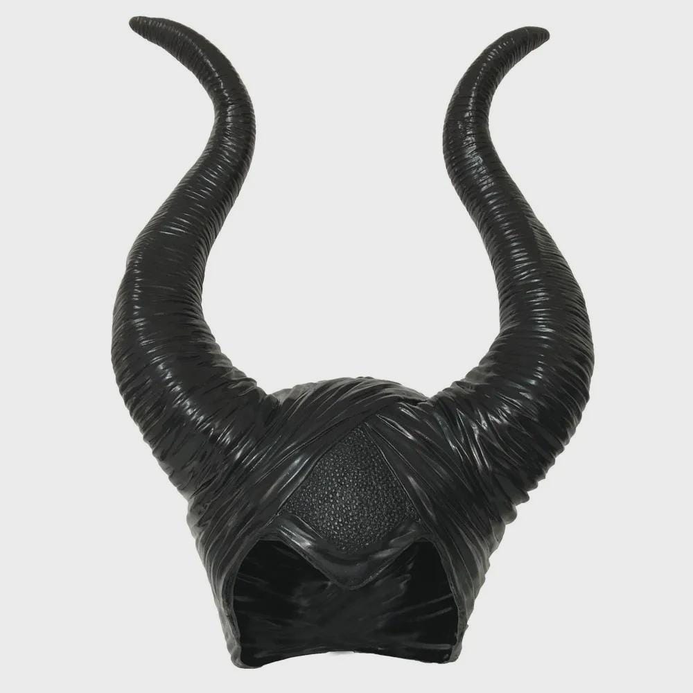 Evil Queen Headpiece, Dark Fairy Cosplay Mask, Halloween Horns Villain Costume
