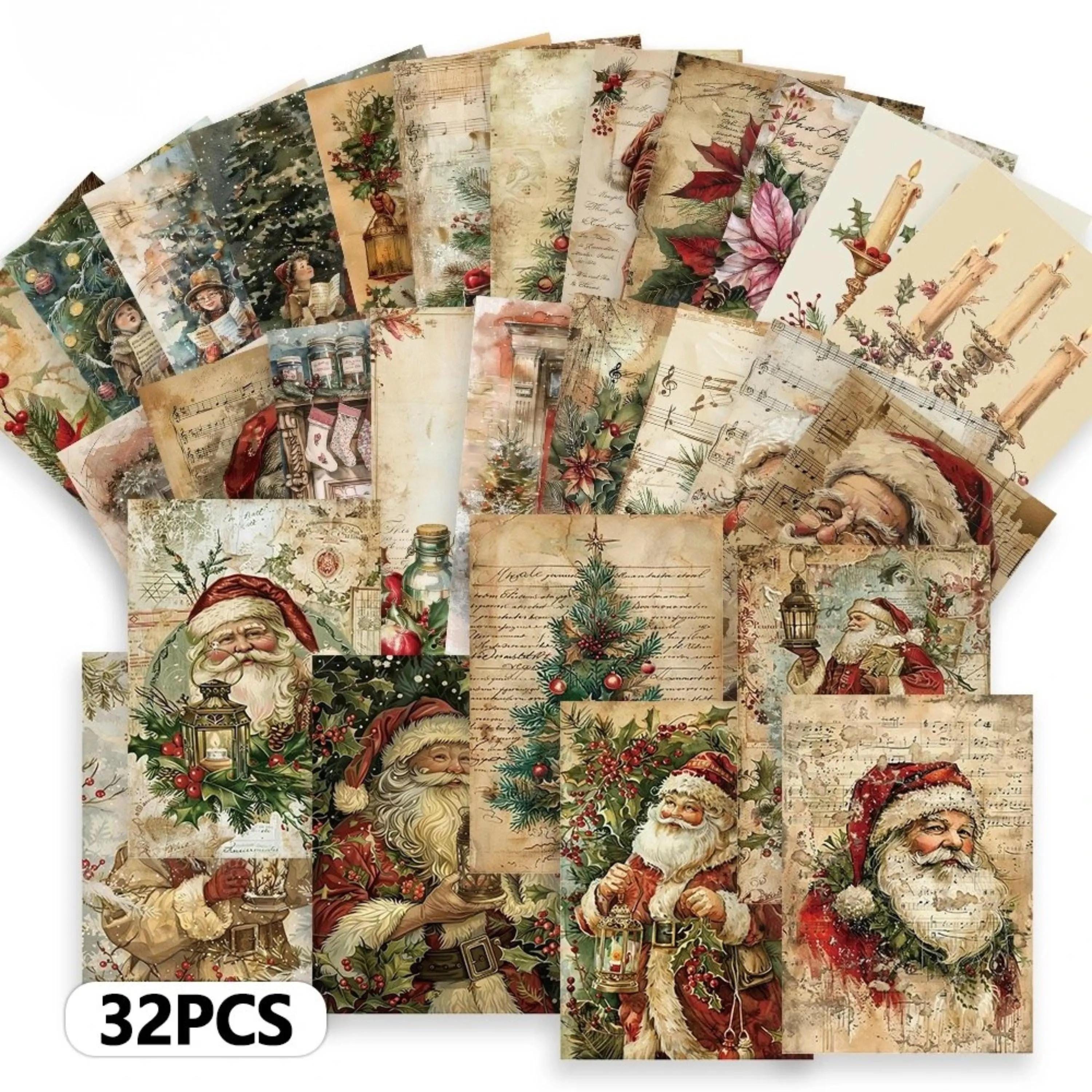 32-Pack Vintage Christmas Postcards: Retro Holiday Card Set