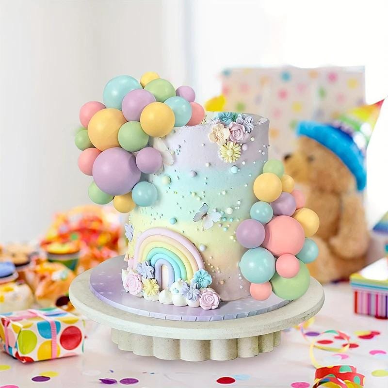 30-piece Pastel Multi-Color Foam Balls Cake Topper Set