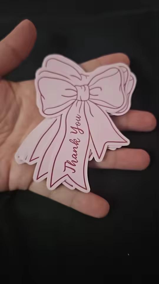 Pink Coquette Bow Thank You Cards, Stationery Bow Labels, Gift Wrap Seals