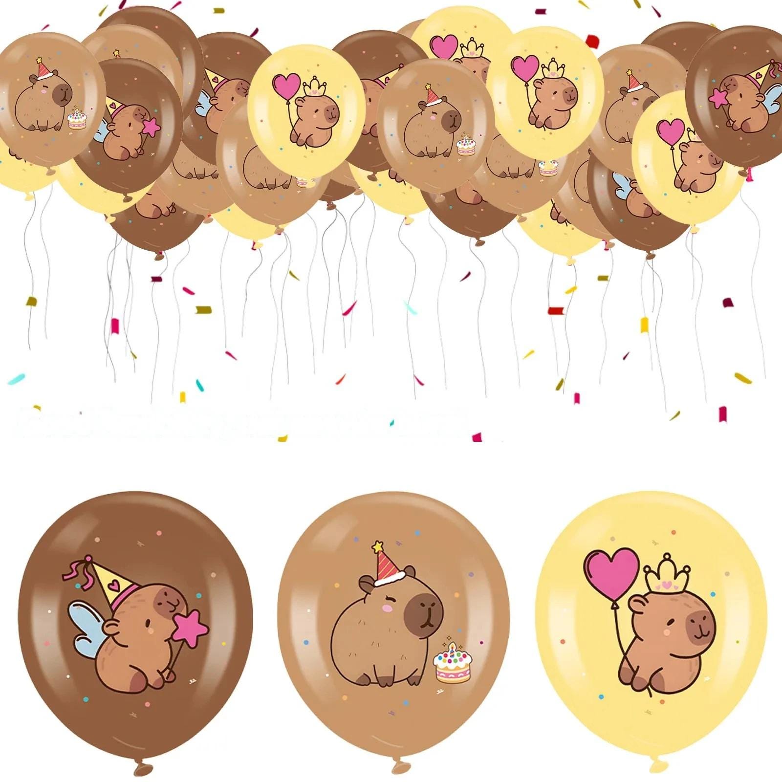 18-Piece Capybara Party Balloons | Latex Animal Birthday Decor Set