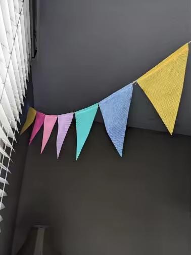 Soft Pastel Triangle Bunting, Macaron Rainbow Banner, Boho Birthday Baby Shower Decor