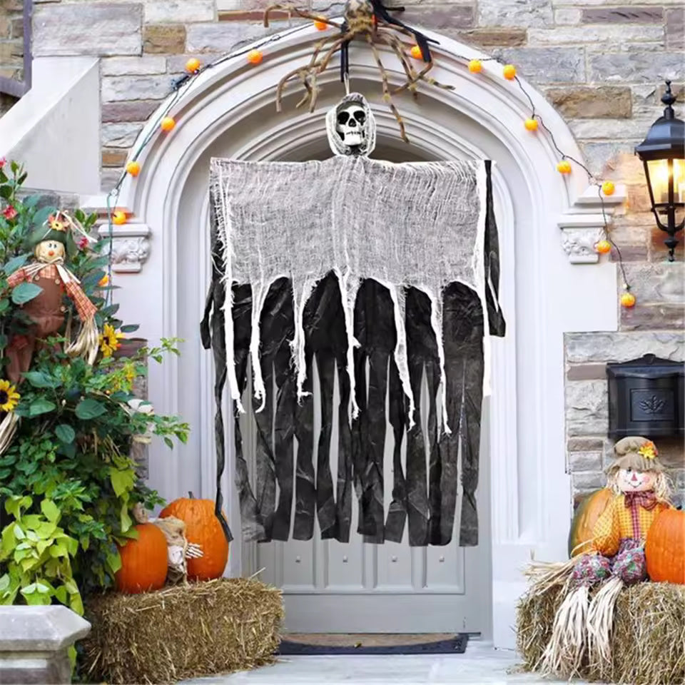 Hanging Ghost Skeleton Decoration, Scary Floating Grim Reaper Prop, Haunted House Indoor Outdoor Yard Decor