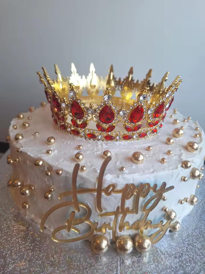 Crown Cake Topper | Red Gem Tiara Cake Decor