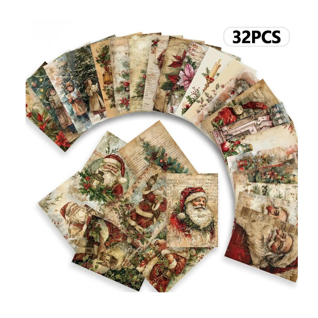 32-Pack Vintage Christmas Postcards: Retro Holiday Card Set