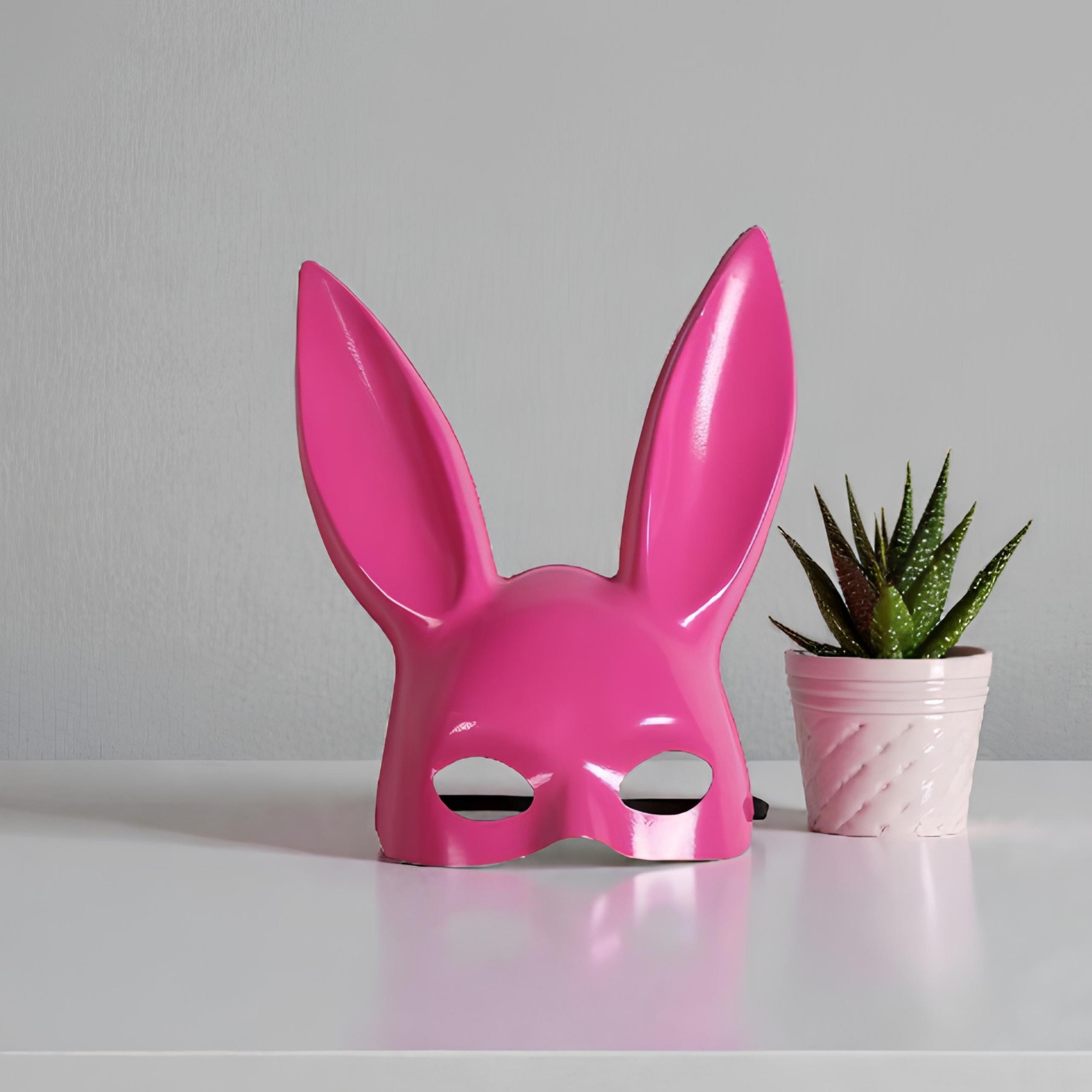 Sexy Bunny Long Ear Face Mask for Black Masquerade, Halloween Bunny Costume, Cosplay Rabbit