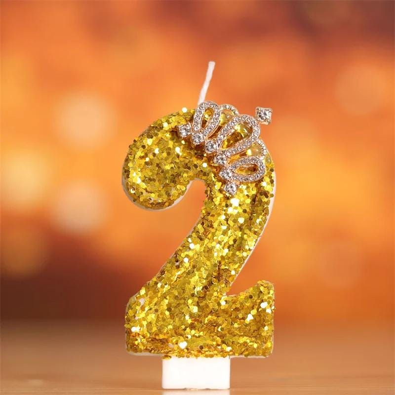 Gold Glitter Number Candle | Royal Crown Cake Topper for 50th Birthday
