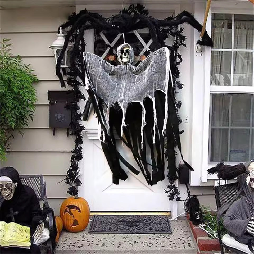 Hanging Ghost Skeleton Decoration, Scary Floating Grim Reaper Prop, Haunted House Indoor Outdoor Yard Decor