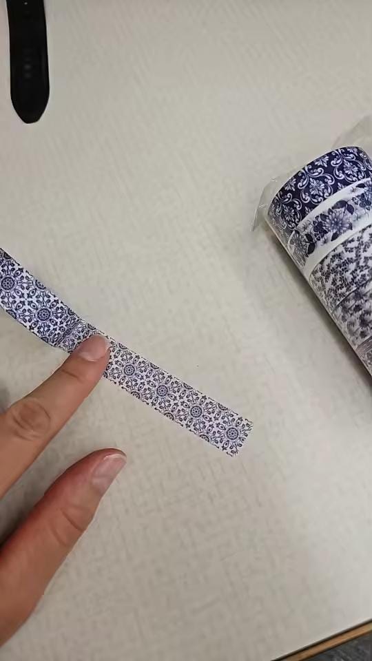 12pc Blue and White Washi Tape Set | Chinoiserie Pattern Decorative Adhesive for Journaling & Scrapbooking