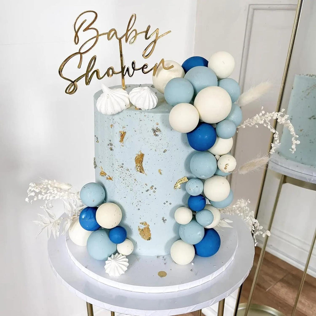 32-piece Blue Pastel Ball Cake Topper, Baby Shower Decorations