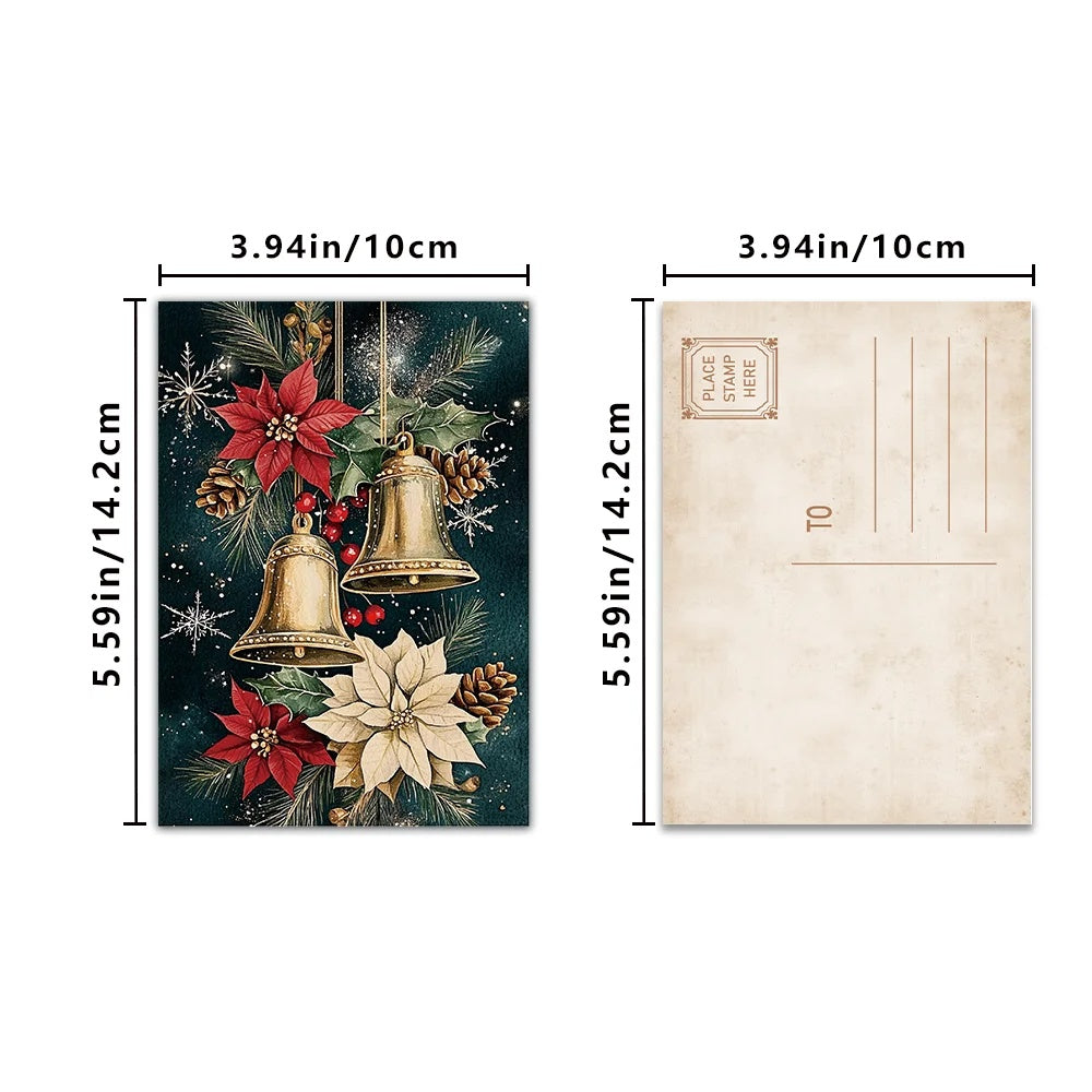 32pc Retro Christmas Postcards Bulk Set, Victorian Holiday Greeting Cards
