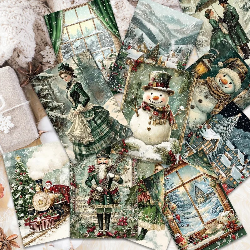 32pc Retro Christmas Postcards Bulk Set, Victorian Holiday Greeting Cards