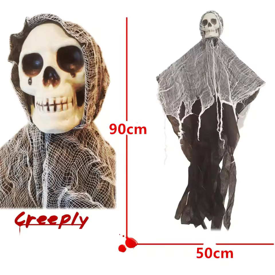 Hanging Ghost Skeleton Decoration, Scary Floating Grim Reaper Prop, Haunted House Indoor Outdoor Yard Decor