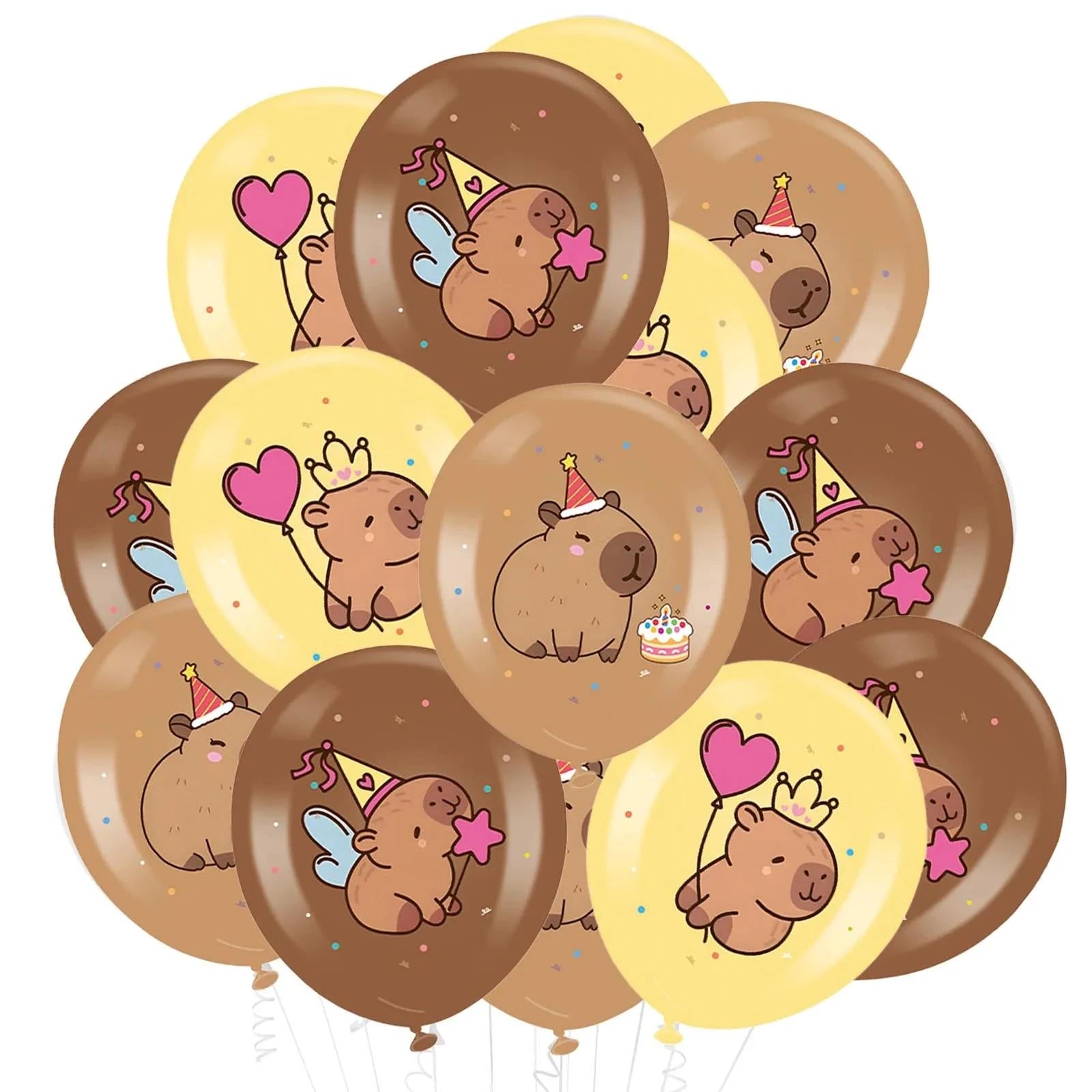 18-Piece Capybara Party Balloons | Latex Animal Birthday Decor Set