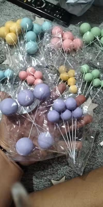 30-piece Pastel Multi-Color Foam Balls Cake Topper Set
