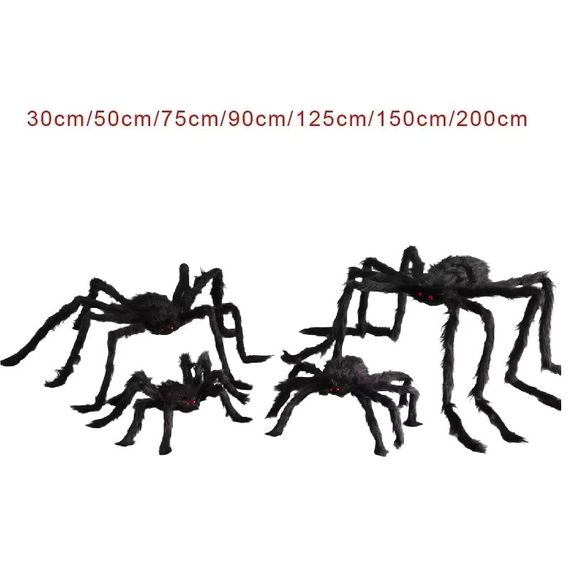 Giant Furry Spider Decoration, Black with Red Eyes, Halloween Prop