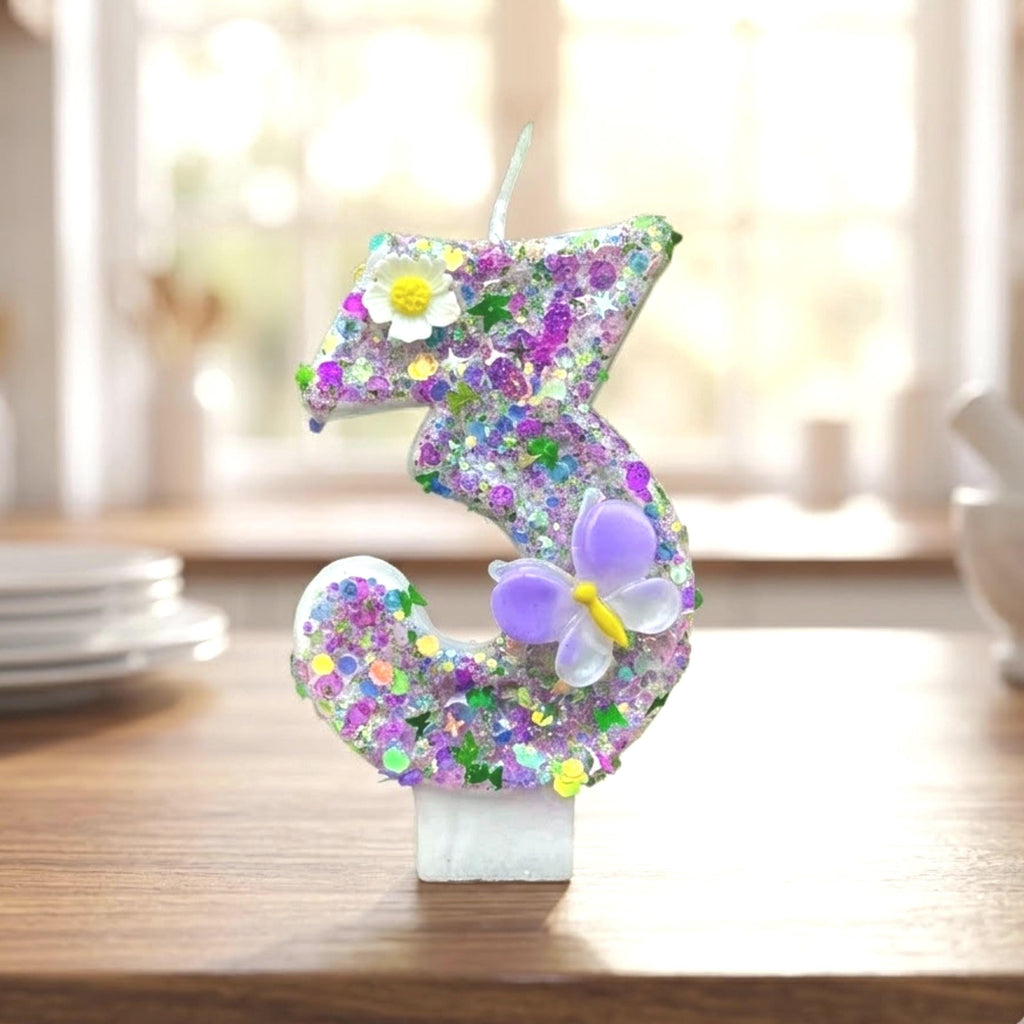 Purple Butterfly Birthday Cake Candle | DIY Party Decoration