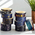20-Rolls Zodiac Universe Washi Tape Set | Gold Foil Moon & Stars for Planners Packaging