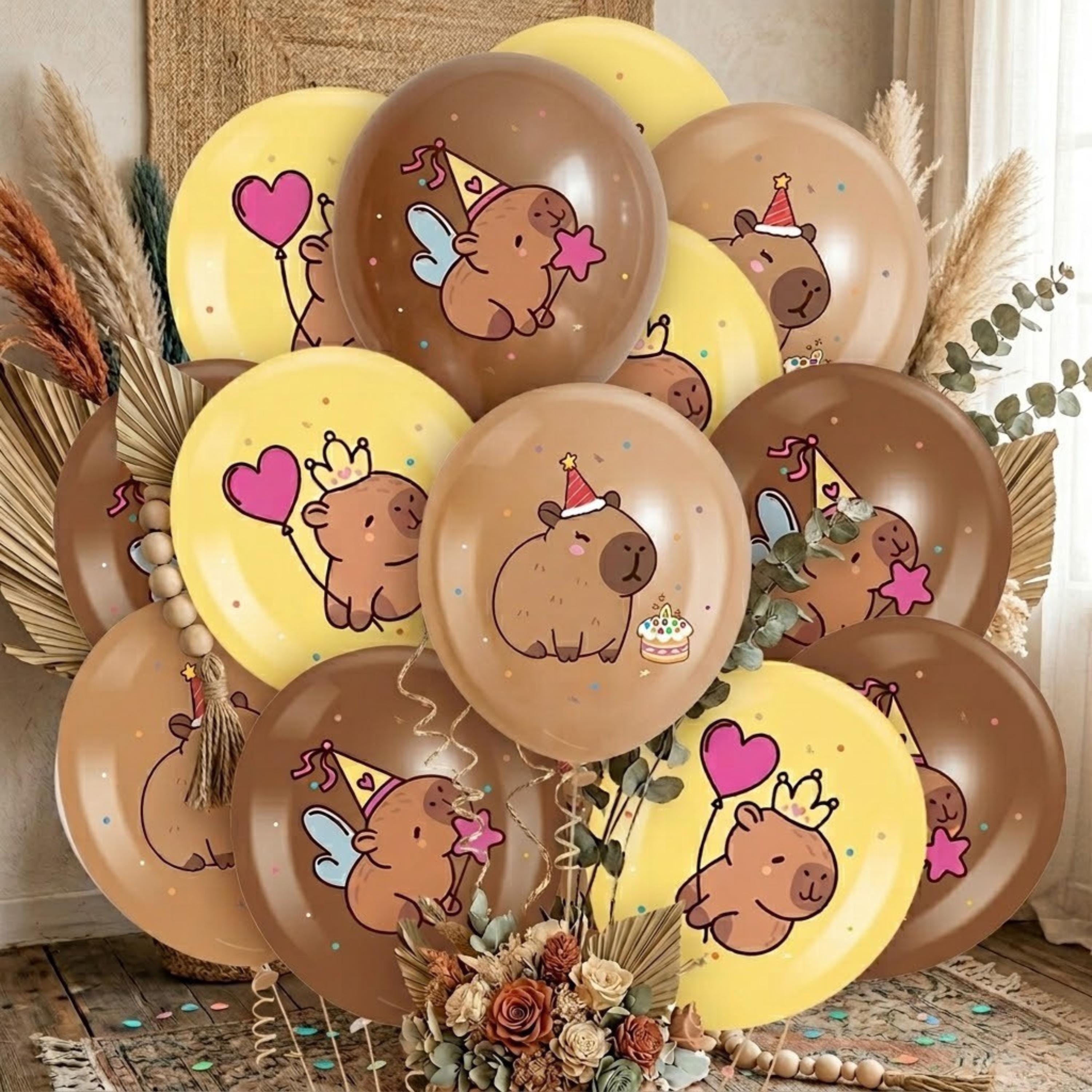 18-Piece Capybara Party Balloons | Latex Animal Birthday Decor Set