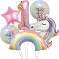 6-Piece Rainbow Unicorn Number Balloon Set: Princess Birthday Party Decor