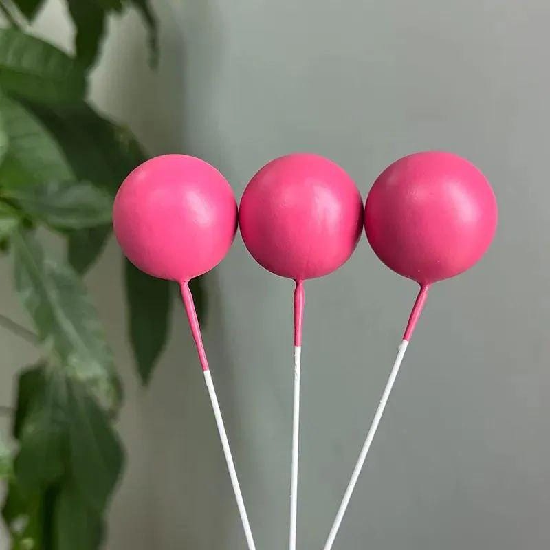 30-piece Hot Pink Disco Ball Cake Toppers, Glam Party Decorations