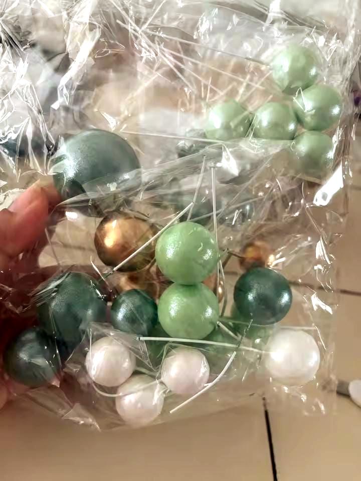 32-Piece Forest Green Ball Cake Toppers, Wild One Birthday, Woodland Baby Shower, Jungle Decorations