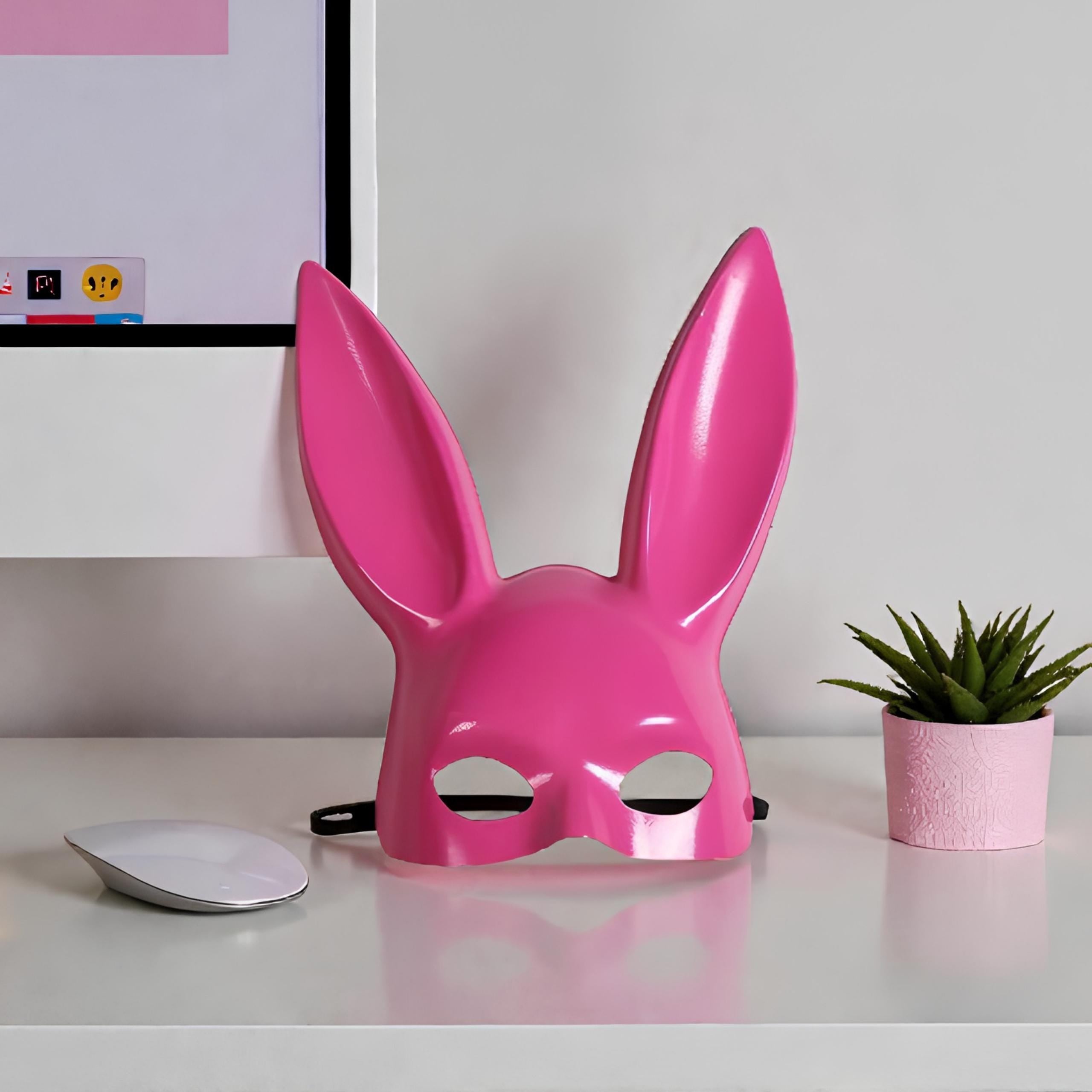 Sexy Bunny Long Ear Face Mask for Black Masquerade, Halloween Bunny Costume, Cosplay Rabbit