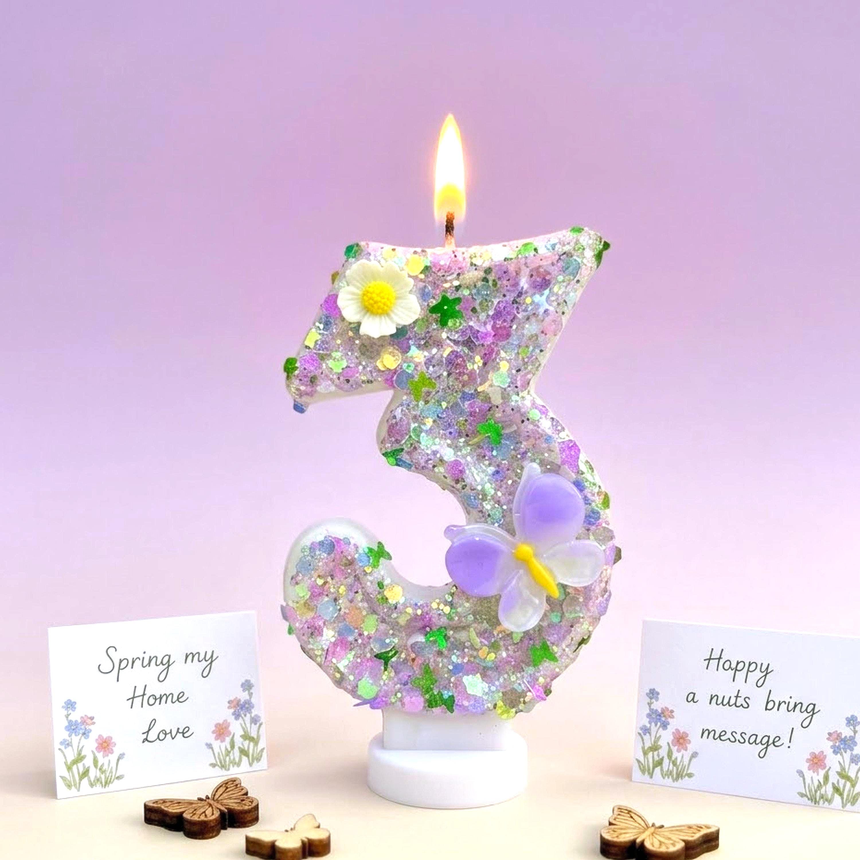 Purple Butterfly Birthday Cake Candle | DIY Party Decoration