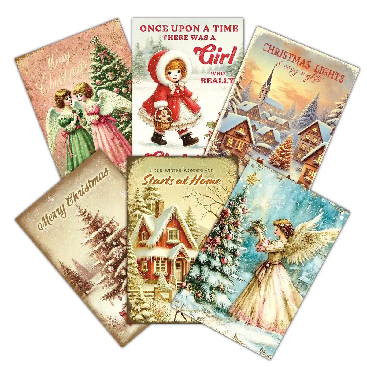 12 Pack Vintage Christmas Cards with Envelope: Retro Holiday Card Set