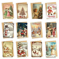 12 Pack Vintage Christmas Cards with Envelope: Retro Holiday Card Set