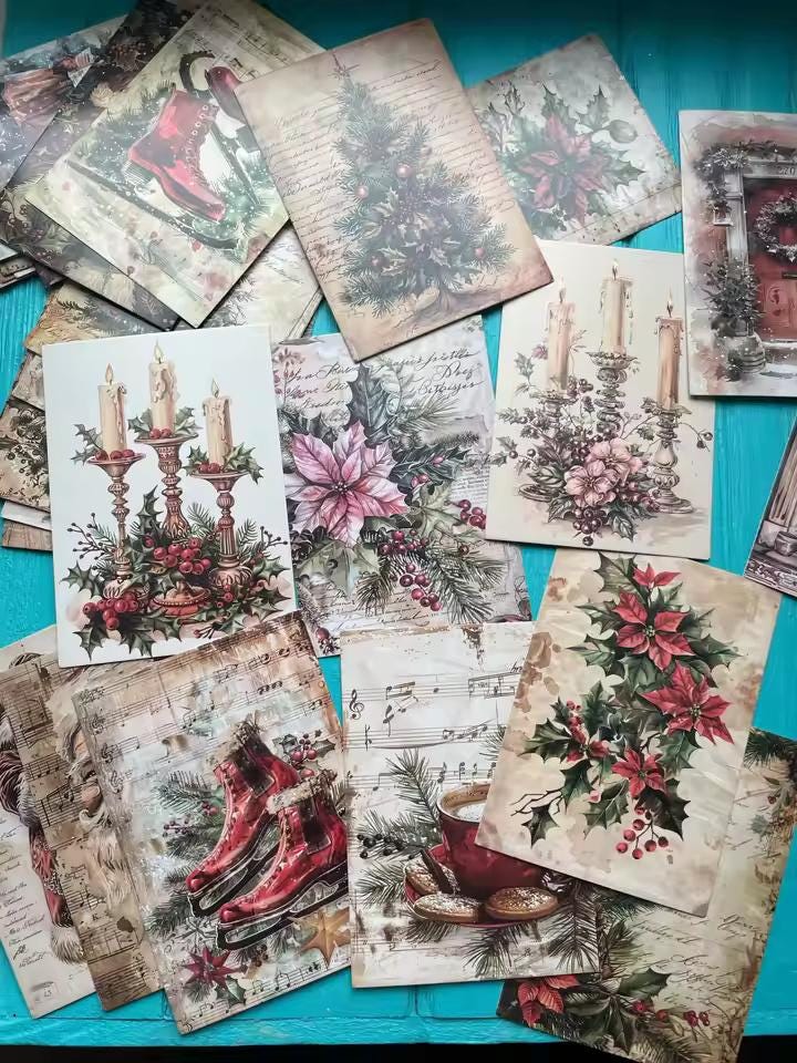 32-Pack Vintage Christmas Postcards: Retro Holiday Card Set