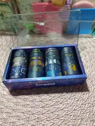 20-Rolls Zodiac Universe Washi Tape Set | Gold Foil Moon & Stars for Planners Packaging