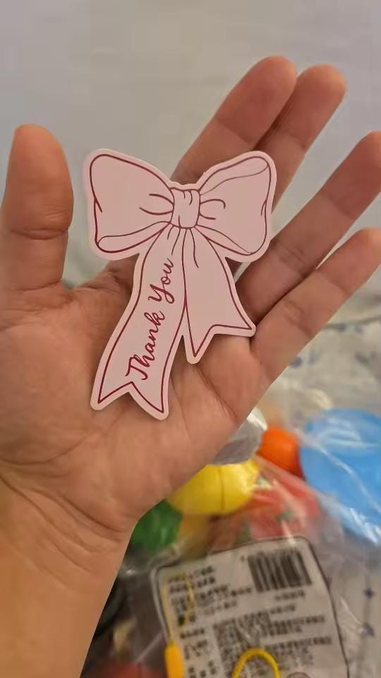 Pink Coquette Bow Thank You Cards, Stationery Bow Labels, Gift Wrap Seals