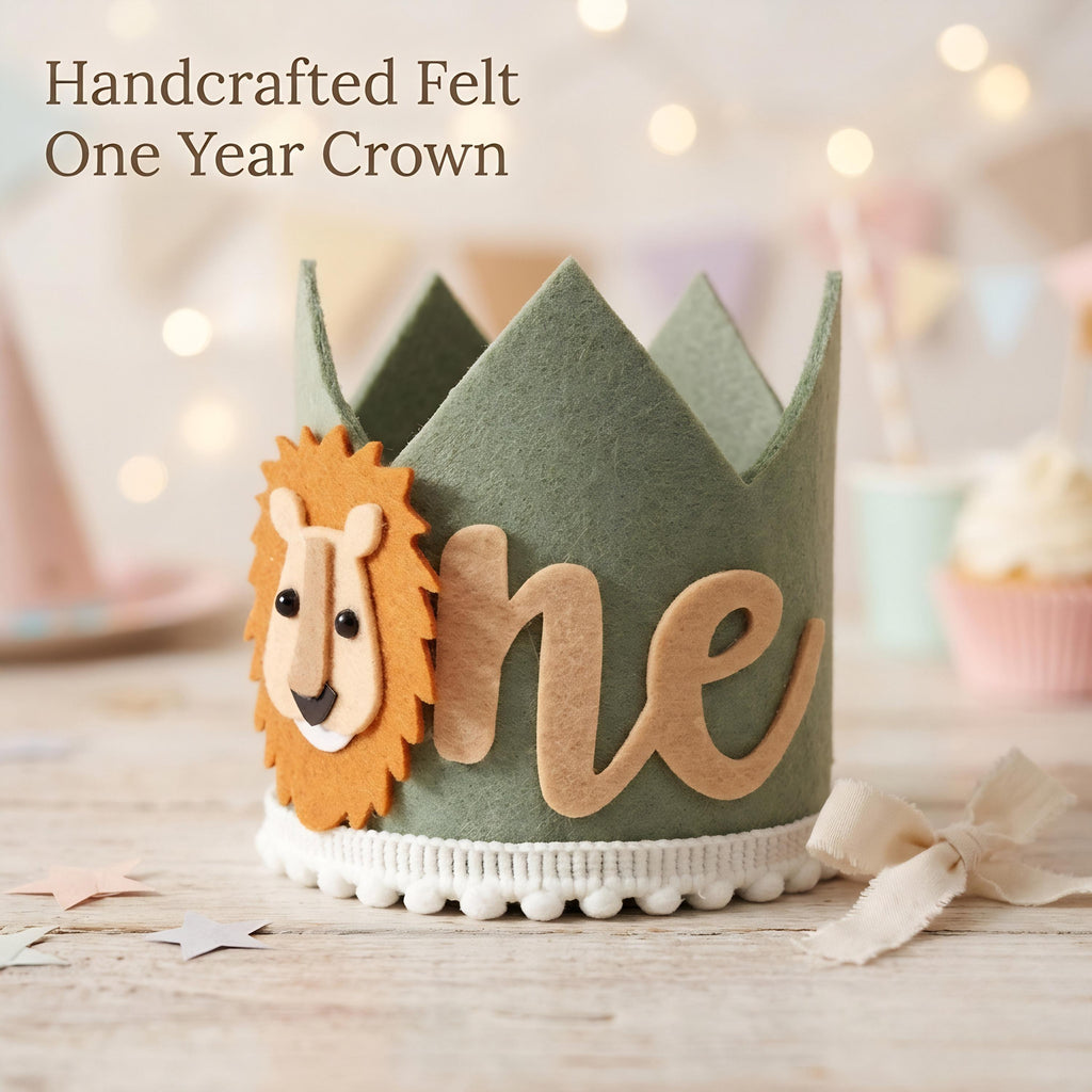 Handcrafted Wild One 1st Birthday Crown, Jungle Theme