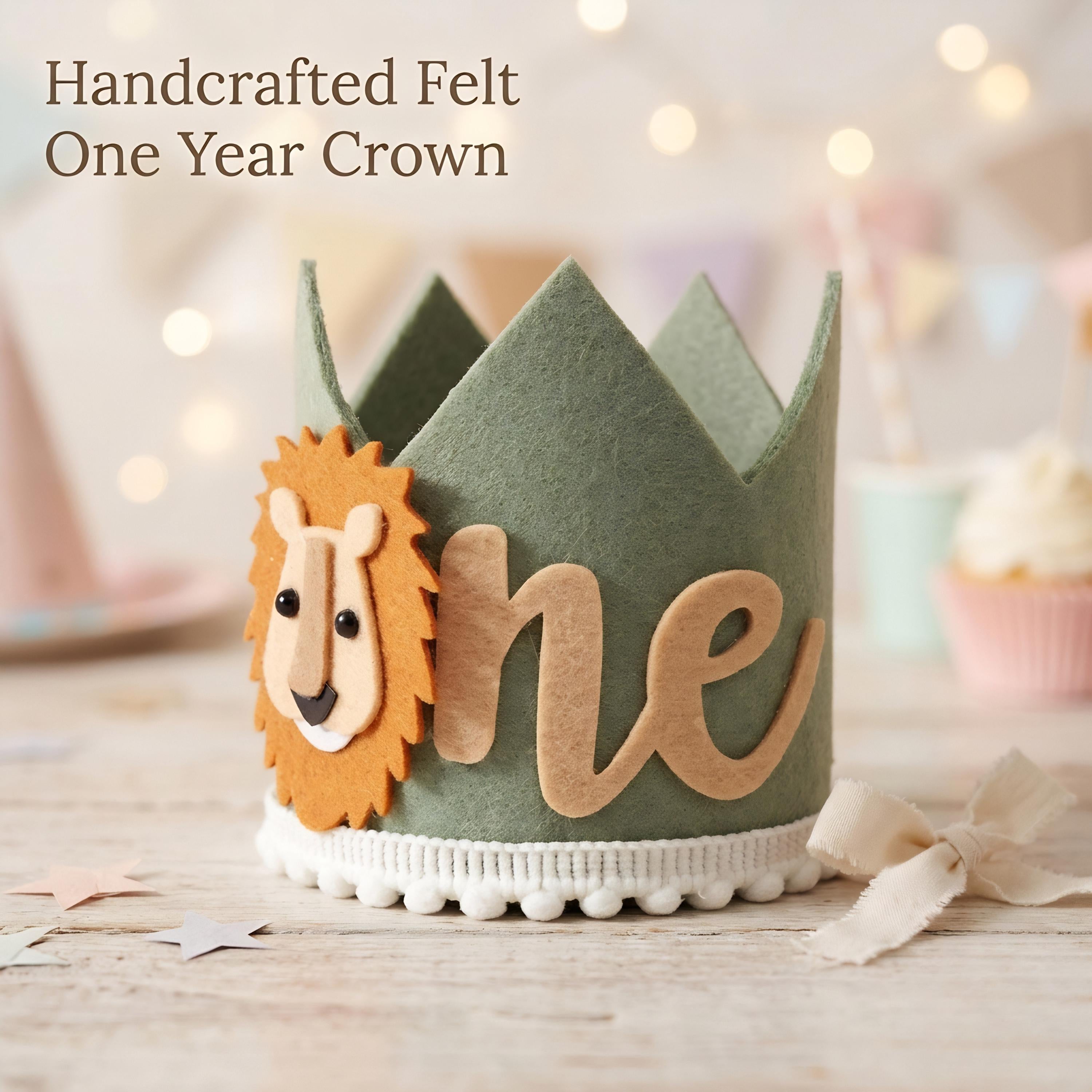 Handcrafted Wild One 1st Birthday Crown, Jungle Theme