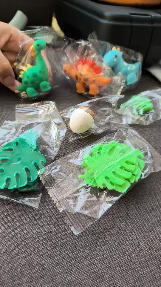24-Piece Dinosaur Cake Topper, Safari Jungle Birthday Decor, T-Rex Volcano Leaves Kit
