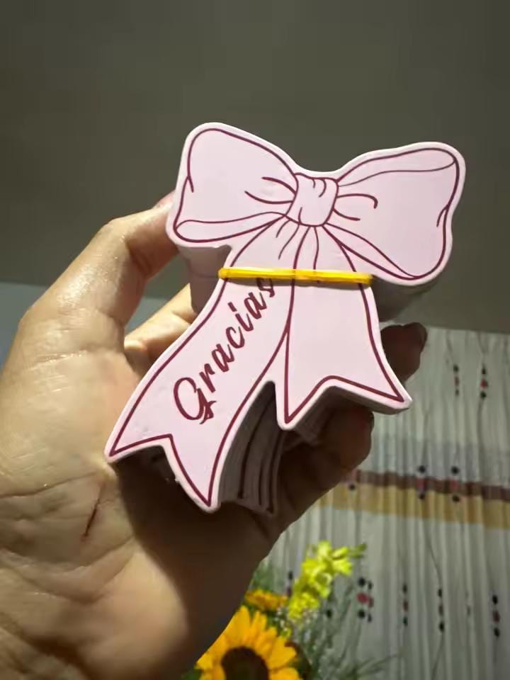 Pink Coquette Bow Thank You Cards, Stationery Bow Labels, Gift Wrap Seals