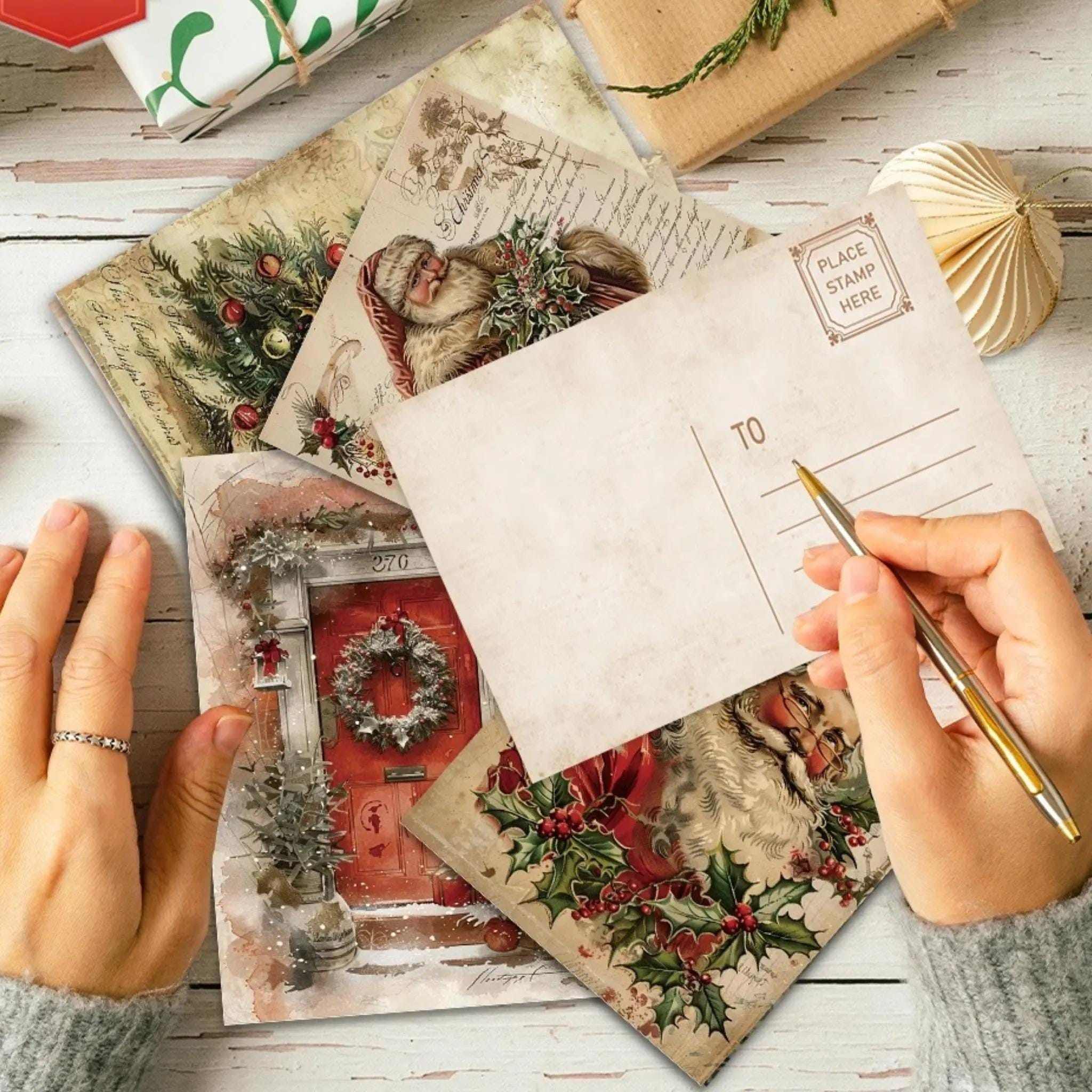 32-Pack Vintage Christmas Postcards: Retro Holiday Card Set