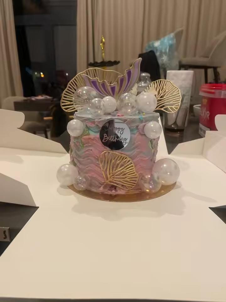 26- Piece Mermaid Cake Topper Set, Under the Sea Party Decorations, Ocean Theme Tail & Gold Leaves