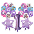 19-Piece K-Pop Anime Birthday Balloon Set 19pc | Purple Number & Star Balloons