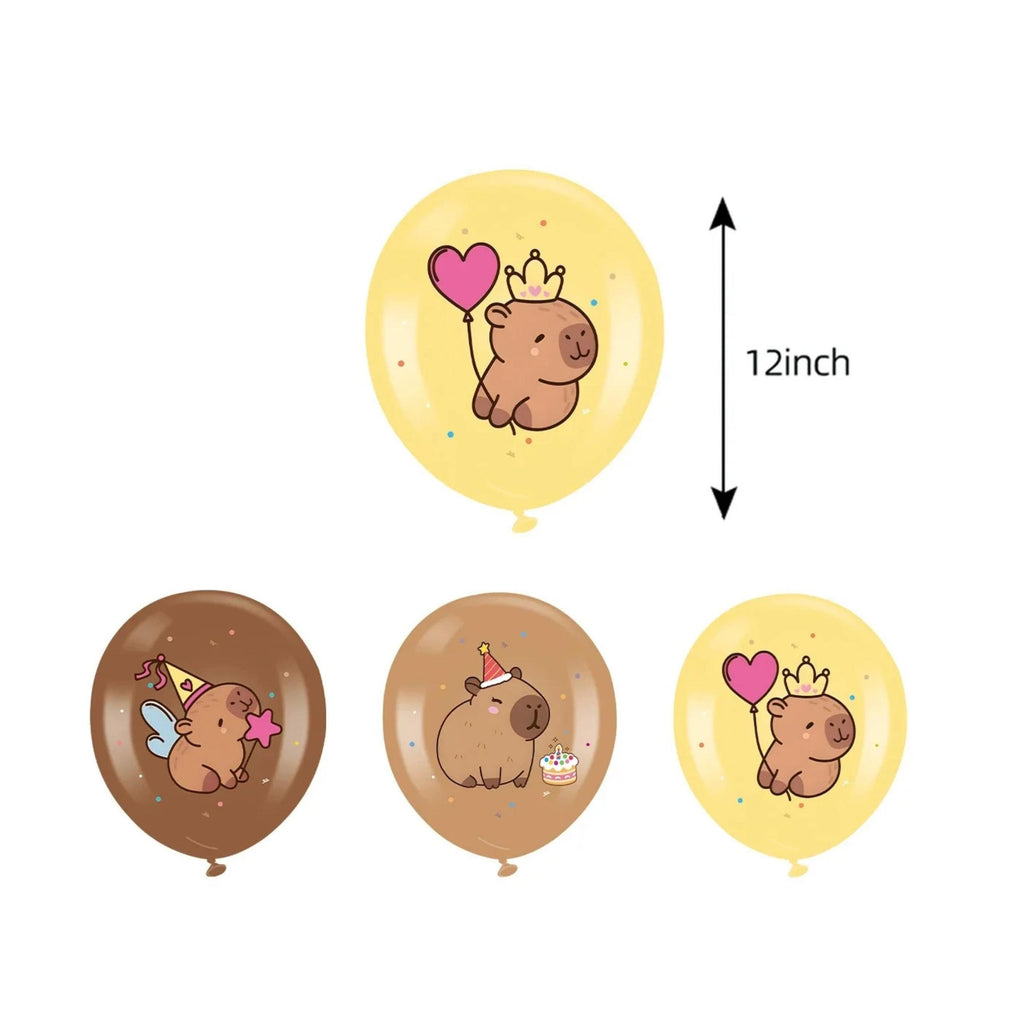 18-Piece Capybara Party Balloons | Latex Animal Birthday Decor Set