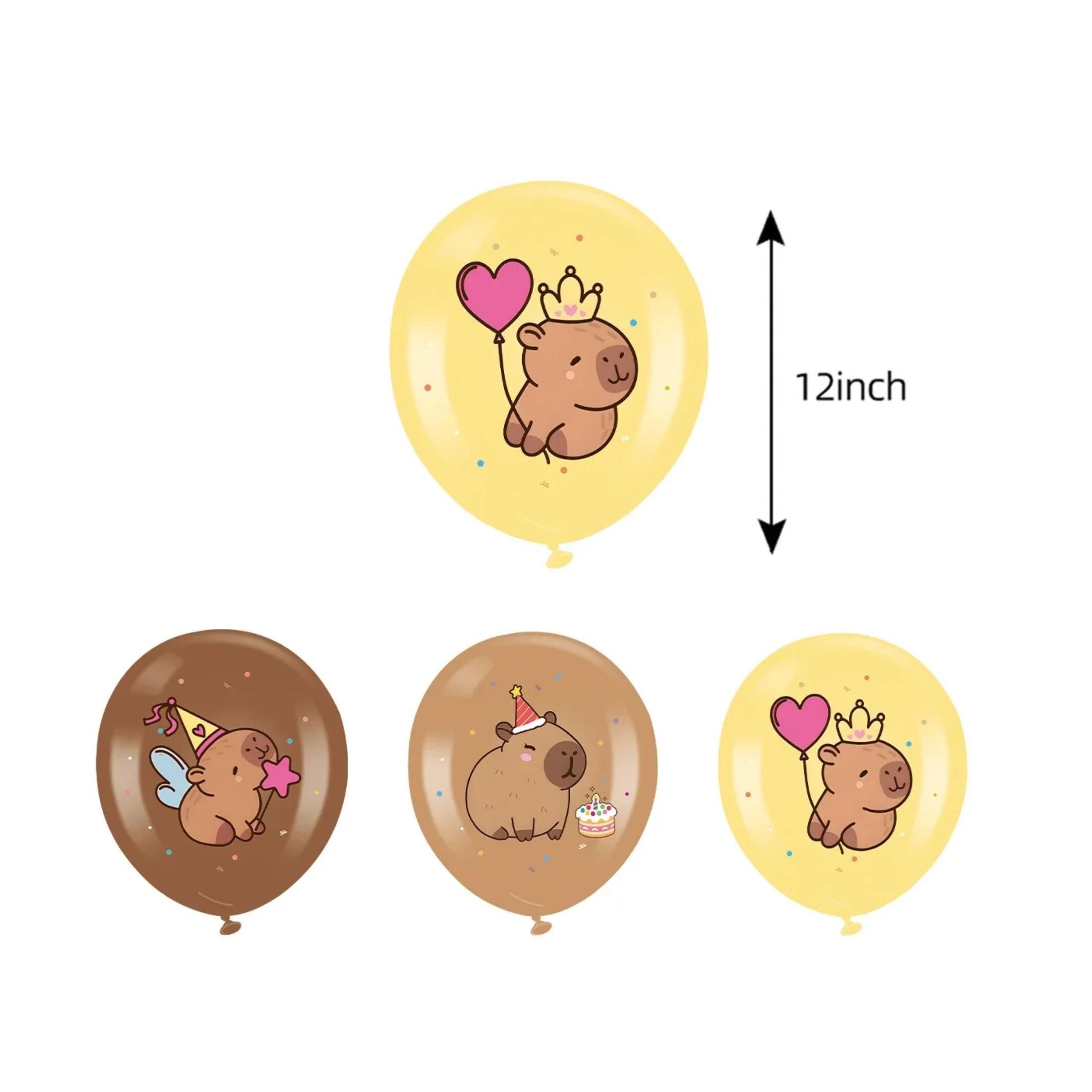 18-Piece Capybara Party Balloons | Latex Animal Birthday Decor Set