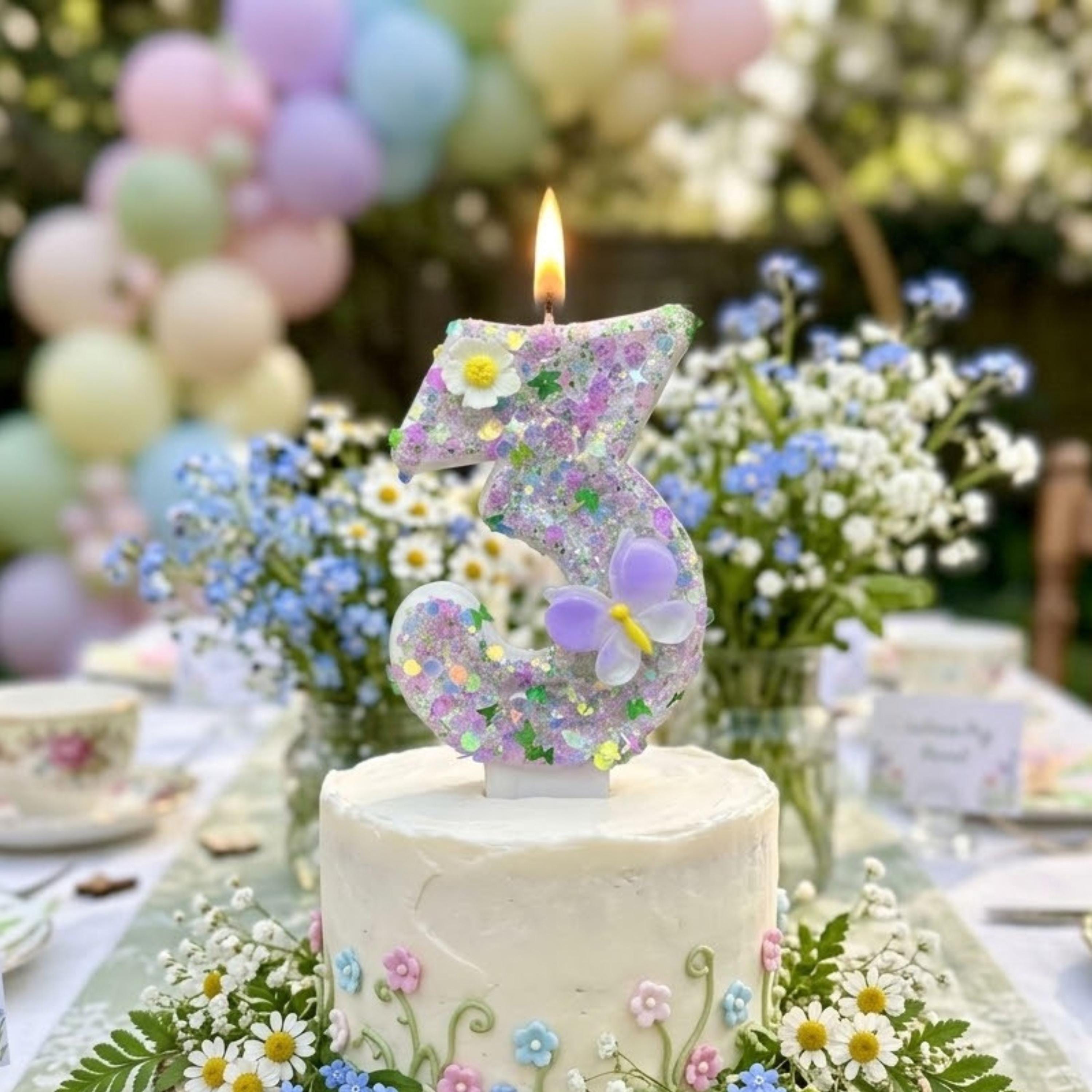 Purple Butterfly Birthday Cake Candle | DIY Party Decoration