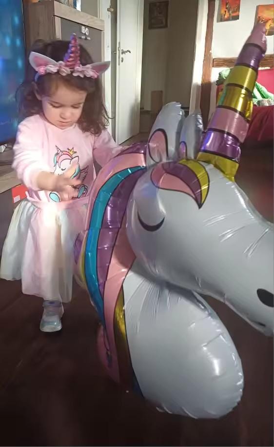 6-Piece Rainbow Unicorn Number Balloon Set: Princess Birthday Party Decor